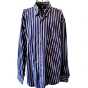 Bugatchi Button Down Shirt XL Mens Blue Striped Long Sleeve 100% Cotton
